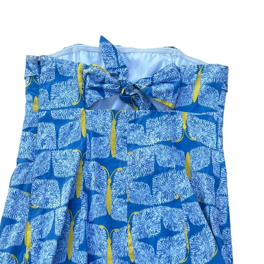 Lilly Pulitzer Franco butterfly blue yellow strapless ruffle mini dress Y2K - Picture 6 of 12
